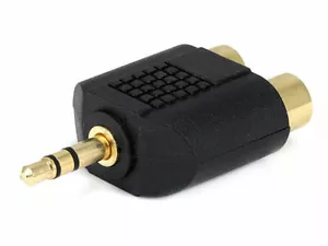 3.5mm STEREO MALE PLUG TO 2 RCA FEMALE AUDIO ADAPTER CONNECTOR SPLITTER NGL-3201 - Picture 1 of 2