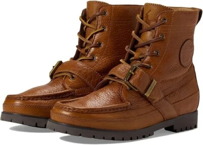 Botas con cordones de cuero marrón Ranger Polo Ralph Lauren Z4894 para hombre talla 10,5 D Foto 1 de 4