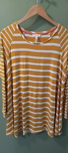 Matilda Jane Womens Sz Large Yellow White Flair Tunic Long Sleeve Shirt - Picture 1 of 4