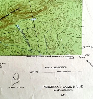 Map Gilmanton New Hamphire 1956 Topographic Geo Survey 21 x 17" TOPO1 - Image 1 of 3