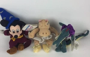 Disney Store Fantasia (Lot of 3) Sorcerer Mickey, Hippo, Alligator Mini Bean Bag - Picture 1 of 12