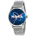 Emblemat NASA Zegarek ma polerowaną chromowaną kopertę z siatką ze stali nierdzewnej