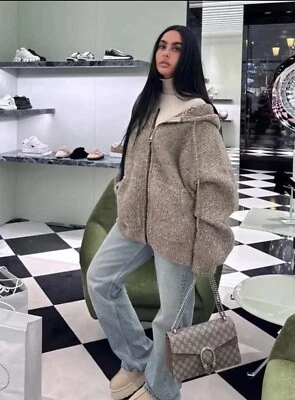 ZARA NEW WOMAN SS23 BROWN MARL OVERSIZE KNIT SWEATSHIRT REF:2142/222 size XS/S - Image 1 of 2