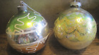 Retro Midcentury Flocked/Painted Lot Of 2 Glass Christmas Ornaments Shiny Brite