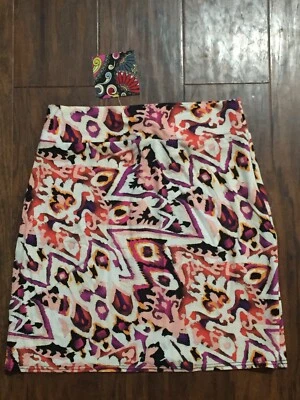 NUEVO CON ETIQUETAS Salaam Mujer Falda Elástica Lápiz Brillante Estampado Abstracto Multicolor Talla XS  Foto 1 de 4