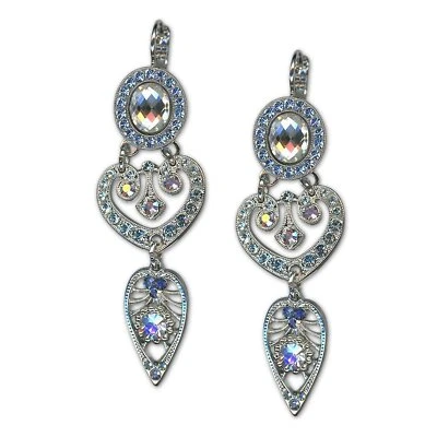 Earrings by Mariana Woman Sophisticated Clear and Aquamarine Swarovski Crystals - Image 1 of 4