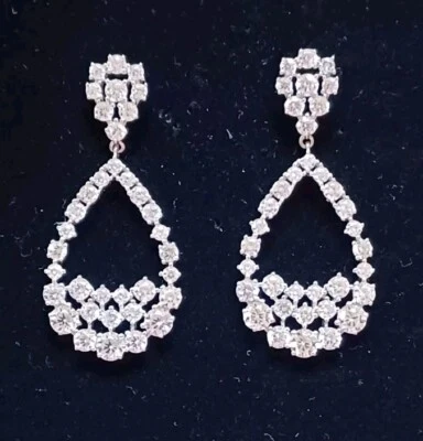 NUEVOS JTV Charles Winston Declaración Redonda Circonita cúbica Bella Luce Pendientes de Plata 925 Foto 1 de 2