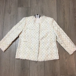 Giacca blazer neutro Lafayette 148 M donna Aisha Cloud tweed zip - Foto 1 di 8
