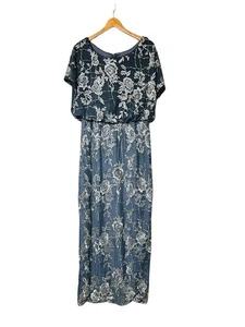 Alex Evenings Formal Dress Size 12 Blue Lace Long Stretchy  - Picture 1 of 10