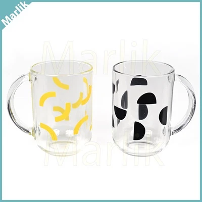 Paquete de 2, Taza IKEA SKEDSTOR, Colores Mezclados Amarillo/Negro, 10 OZ, Vidrio Templado, Nueva Foto 1 de 3