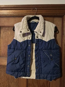 VINTAGE MEN'S 80s OP OCEAN PACIFIC REVERSABLE CORDUROY PUFFER VEST Small - Picture 1 of 8