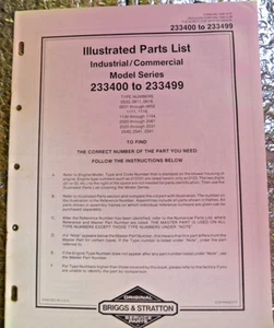Briggs & Stratton Illustrated Parts List for Model 233400 to 233499 - Picture 1 of 3