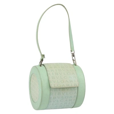 Auténtico bolso de hombro BVLGARI Logo manía de lona cuero verde esmeralda hk3109 Foto 1 de 4