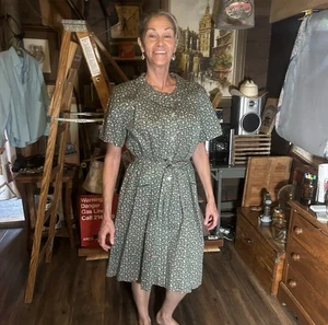 Vtg  1960s  Nancy Frock Button Dress Pockets Waist Tie Sz M EXCELLENT! Costume - Picture 1 of 20