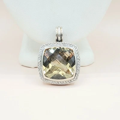 David Yurman Albion 20mm Champagne Citrine Diamond Pendant Enhancer - Image 1 of 4