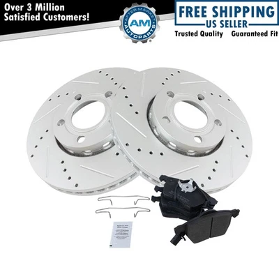 Pastillas de freno delanteras metálicas y rotor de zinc ranurado perforado de rendimiento Foto 1 de 4