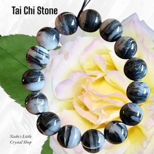 Tai Chi Stone Natural 14mm Bracelet Also Know As Taiji Stone - Picture 1 of 5