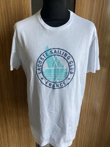 LACOSTE SAILING CLUB COTTON T SHIRT 6/XXL WHITE/TURQUOISE SUPERB - Picture 1 of 5