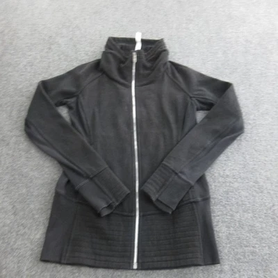 Chaqueta Lululemon para mujer 6 negra cuello embudo de buceo cremallera completa polar palangre Foto 1 de 4