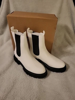 Acogedora Niña Blanca Joanna Combat Pull On Botas Mujer Talla 9 Estilo "Dr Marten" Foto 1 de 4