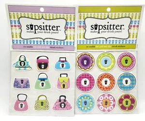 (LOTE DE 2) Pegatinas de Bebidas Reutilizables Sipsitters para Bebidas Calientes/Frías/Húmedas/Secas NUEVO - Imagen 1 de 7