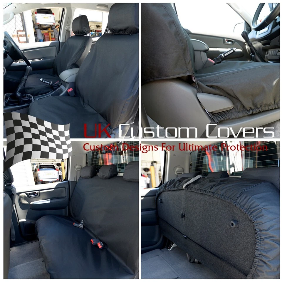 FUNDAS ASIENTO DELANTERO TRASERO TOYOTA HILUX 2005-16 A MEDIDA IMPERMEABLES - NEGRO 139 140 Foto 1 de 4