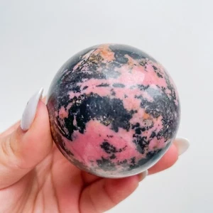 Small 45MM Rhodonite Crystal Stone Rock And Minerals Metaphysical Sphere Ball - Picture 1 of 13