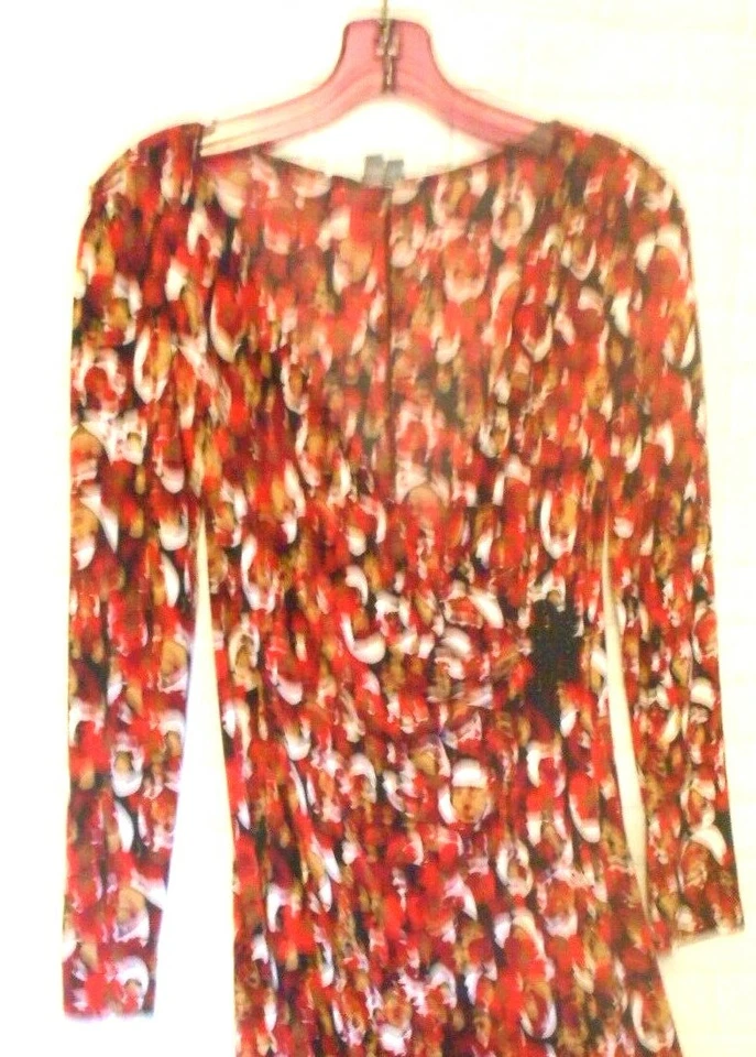 Muse Womens Size 6 Red Wrap Around Long Sleeve Dress Y2K Night Out Cocktail - Image 1 of 4