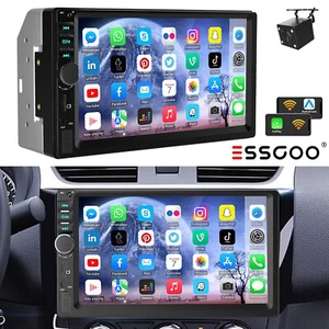 7" Car Radio Apple Carplay Car Stereo Touch Screen Double 2Din USB BT+Camera US - Picture 1 of 16