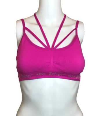 Sujetador deportivo Betsey Johnson XS acolchado con tiras rosa fucsia caliente Foto 1 de 4