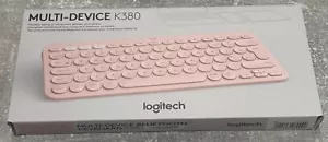 LOGITECH K380 MULTI-DEVICE PORTABLE KEYBOARD ROSE PINK SLIM COMPACT WIRELESS - Picture 1 of 4