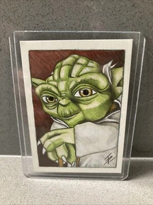 Star Wars Clone Wars Yoda Jedi Master Hand Drawn Sketch Card Tim Proctor Artist - Picture 1 of 2