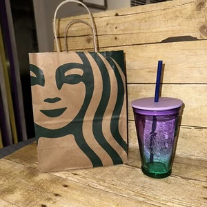 Starbucks 2022 Ombre Purple Blue Gradient Glass Cup Tumbler - Picture 1 of 6