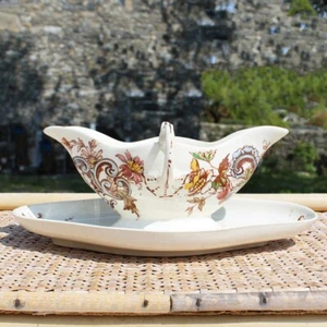 Ancienne saucière en faïence HB & Cie Choisy le Roi modèle Ornement - Picture 1 of 9
