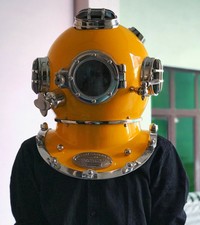 Vintage Diving Helmet Deep Sea Scuba Diving helmet Yellow 18" free Shipping