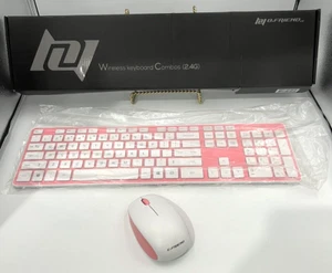 B.FRIENDIT 2.4G Wireless Keyboard Combos w/Mouse Pink New Open Box - Picture 1 of 14