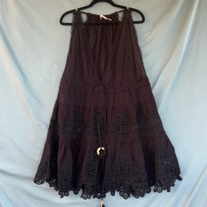 GUC Ramy Brook Women's Paris Lace V-Neck Sleeveless Trapeze Halter Mini Dress M - Picture 1 of 11