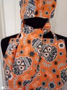 Schürze Holloween Set Schürze Headwrap & Maske Totenkopf Muster Frau One Size Set - Bild 1 von 5