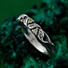 Vintage Silver Forest Fairy Ring - Whimsical Vine & Willow Leaf Design Ring .