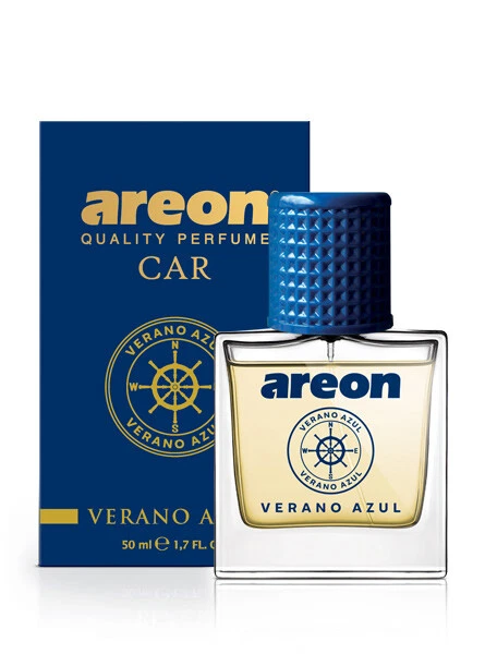 Perfume de coche Areon 1,7 fl oz. Ambientador botella vidrio (50 ml), Verano Azul  Foto 1 de 3