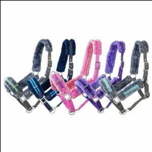 German Riding Kappzaum-Halfter-Kombi "Clever"  lila Pelz / plüsch Cob / Full neu - Bild 1 von 24