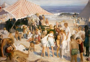 George Bellows - Beach at Coney Island (1908) Signed - 17" x 22" Fine Art Print - Picture 1 of 1