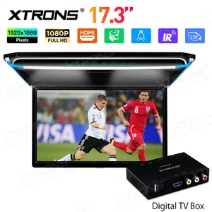 17.3" FHD Screen Car Roof Overhead Monitor Player HDMI 1080P USB +Digital TV BOX - Picture 1 of 18