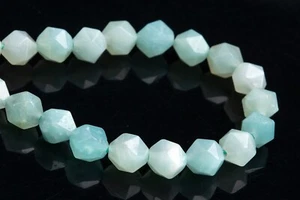 Cuentas sueltas de piedras preciosas naturales facetadas grado A corte estrella amazonita azul de 5-6 mm 7" - Imagen 1 de 4