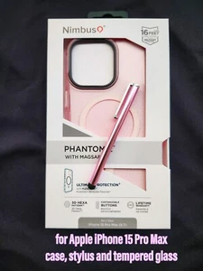 FOR APPLE IPHONE 15 PRO MAX NIMBUS9 PINK 3D HEXA MAGSAFE/TEMPERED GLASS - Picture 1 of 7