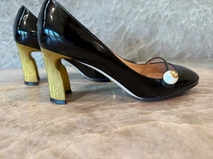 Gucci Vernice Pearl Arielle Mary Jane Pumps EU 38 Black Leather - Picture 1 of 15
