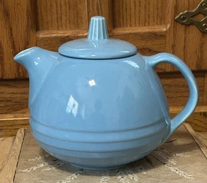 Vintage Marcrest Teapot Ovenproof Stoneware Baby Blue Made in USA - Picture 1 of 8