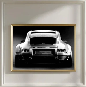 Classic Porsche 911 Black and White Poster - Car Wall Art Decor - Picture 1 of 5
