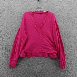 J Crew Wrap Sweater Top XL Pink Womens Cotton Casual Cozy Lightweight - Picture 1 of 13