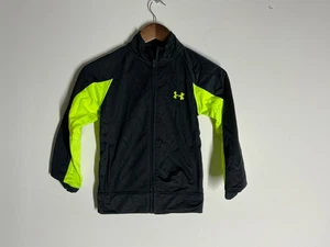 Under Armor Black & Neon Yellow Long Sleeve Full Zip Jacket Boy's Size 7 - Picture 1 of 8